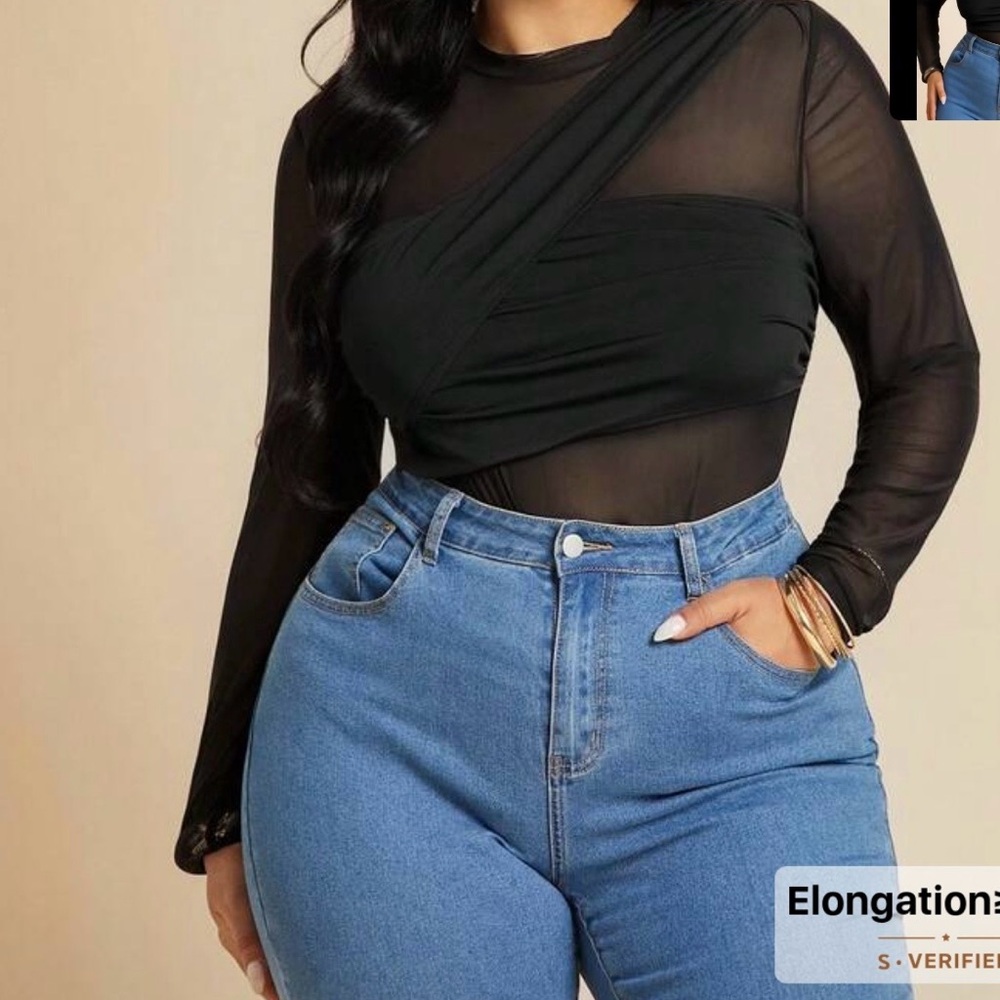 Black Sheer Long Sleeve Top